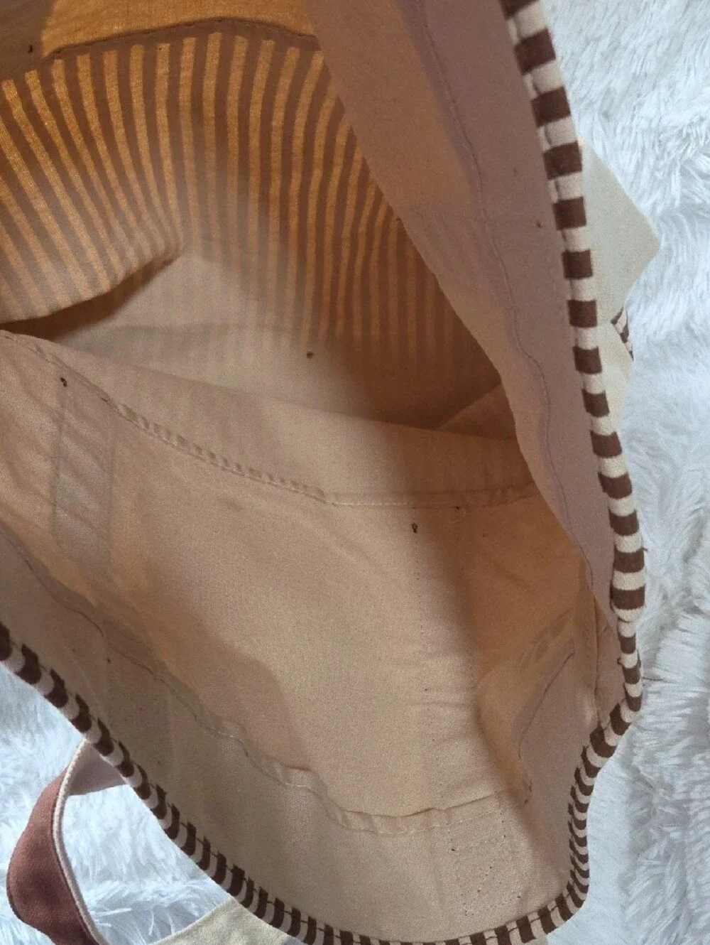 Canvas Dog Tote Bag with Shih Tzu Print - Brown & Cream